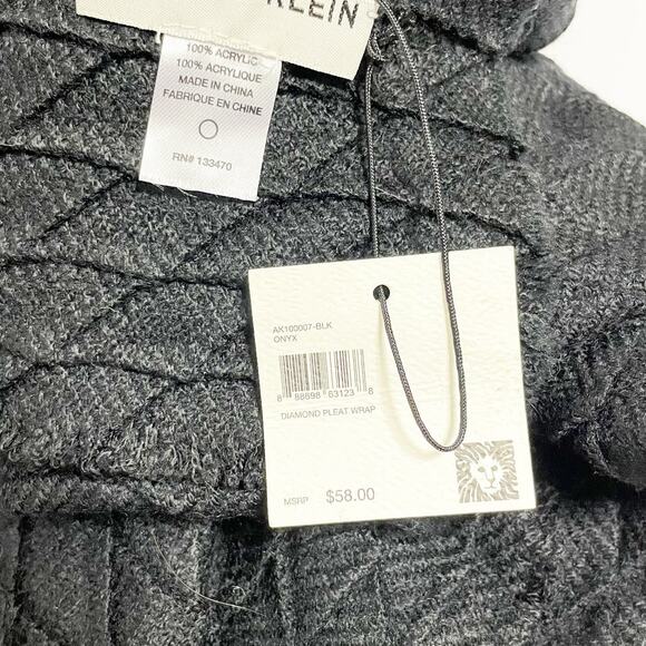 New! Anne Klein Black Diamond Pleated Wrap - Picture 6 of 8